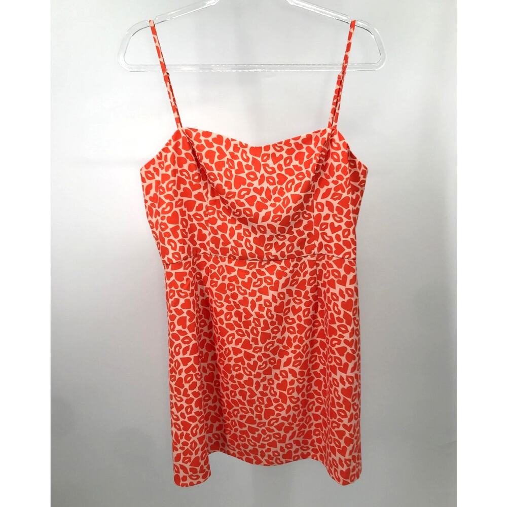 French Connection Orange Kiss Print Etta Whisper Spaghetti Strap Mini Dress 12